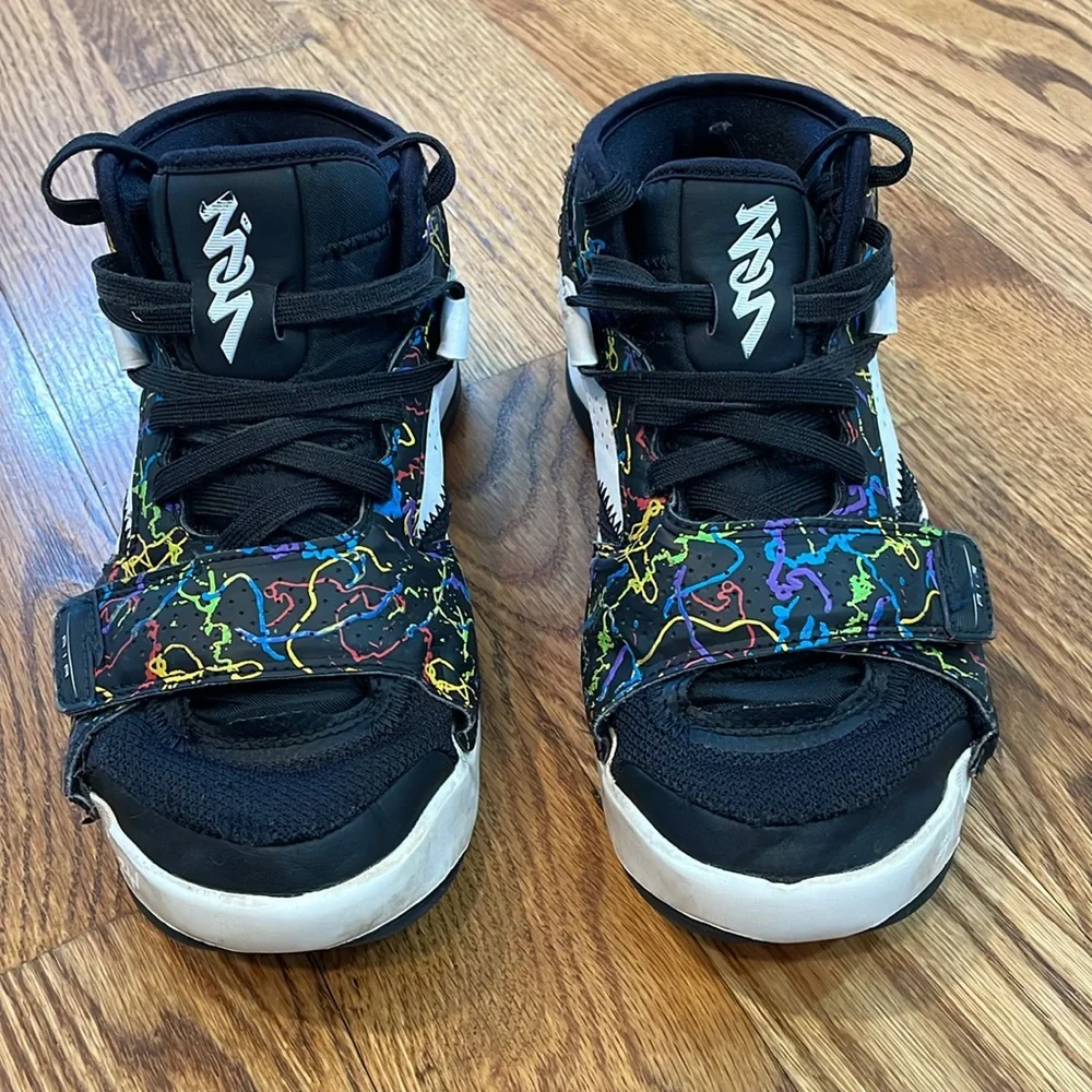 Boy’s Jordan Zion 2 Noah White Black Multi-Color (TD) Sneakers. Size 6Y.